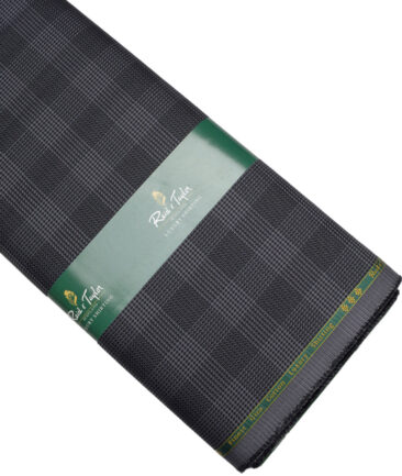 Reid & Taylor  Giza Cotton Checks Shirting Fabric (Grey & Black)