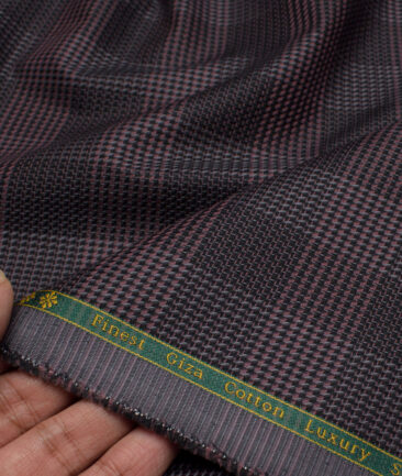 Reid & Taylor  Giza Cotton Checks Shirting Fabric (Wine & Black)