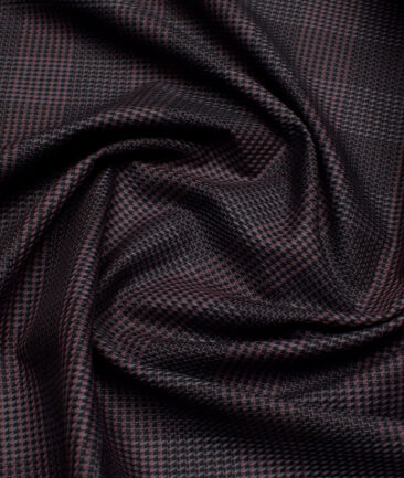Reid & Taylor  Giza Cotton Checks Shirting Fabric (Wine & Black)