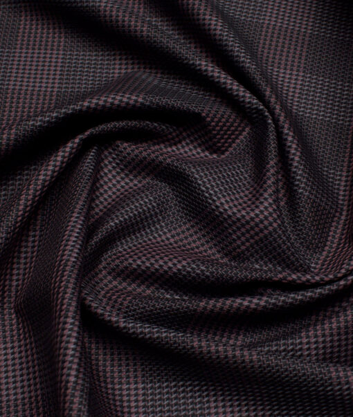 Reid & Taylor  Giza Cotton Checks Shirting Fabric (Wine & Black)