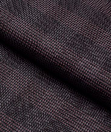 Reid & Taylor  Giza Cotton Checks Shirting Fabric (Wine & Black)