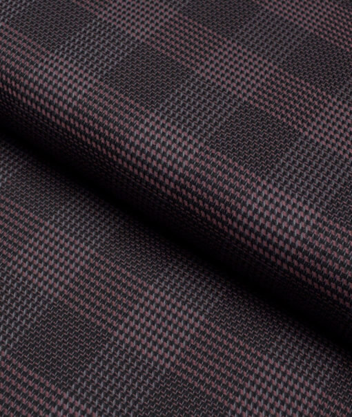 Reid & Taylor  Giza Cotton Checks Shirting Fabric (Wine & Black)