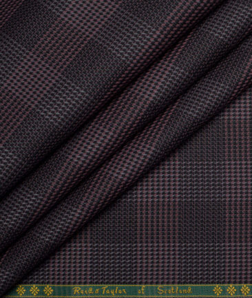 Reid & Taylor  Giza Cotton Checks Shirting Fabric (Wine & Black)