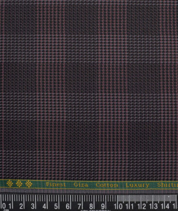 Reid & Taylor  Giza Cotton Checks Shirting Fabric (Wine & Black)
