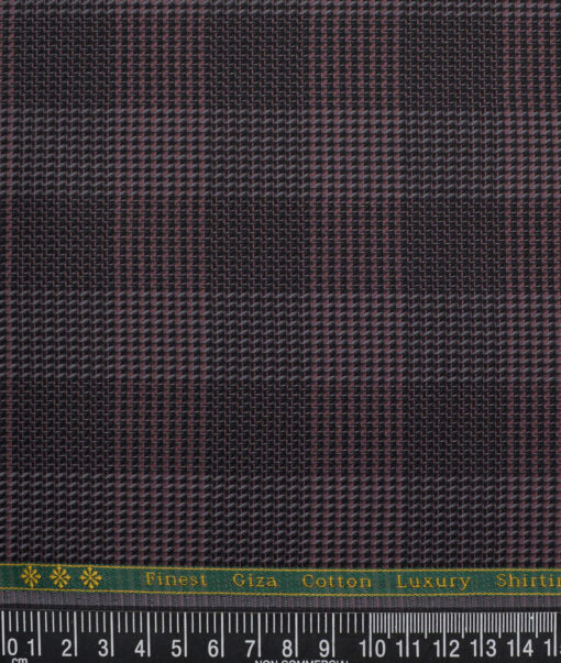 Reid & Taylor  Giza Cotton Checks Shirting Fabric (Wine & Black)