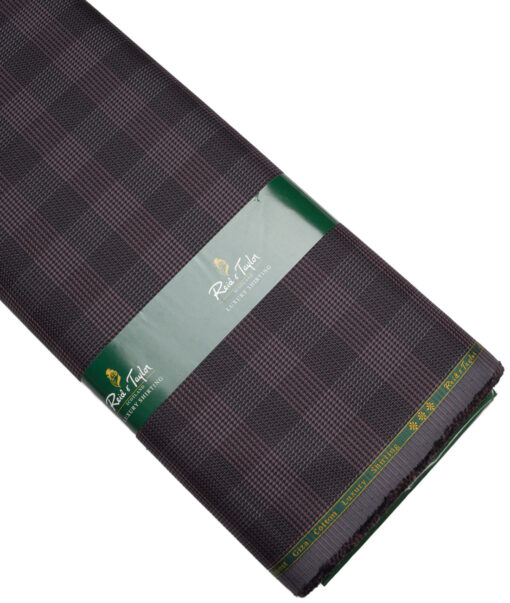 Reid & Taylor  Giza Cotton Checks Shirting Fabric (Wine & Black)