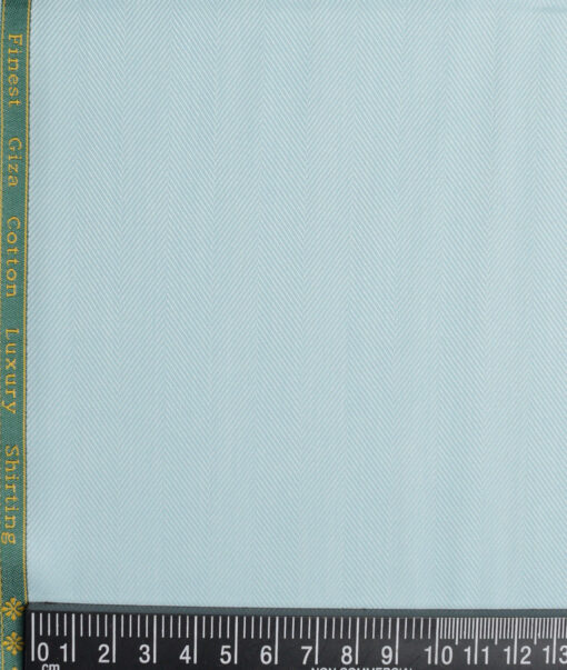 Reid & Taylor  Giza Cotton Striped Shirting Fabric (Frost Mint Blue)