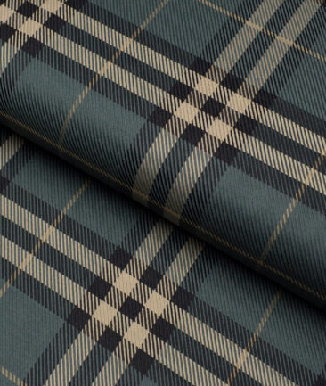 Reid & Taylor  Giza Cotton Checks Shirting Fabric (Green)