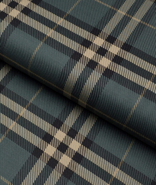 Reid & Taylor  Giza Cotton Checks Shirting Fabric (Green)
