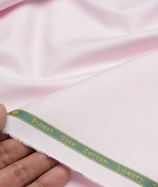 Reid & Taylor  Giza Cotton Striped Shirting Fabric (Pink)