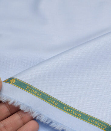 Reid & Taylor  Giza Cotton Striped Shirting Fabric (Sky Blue)