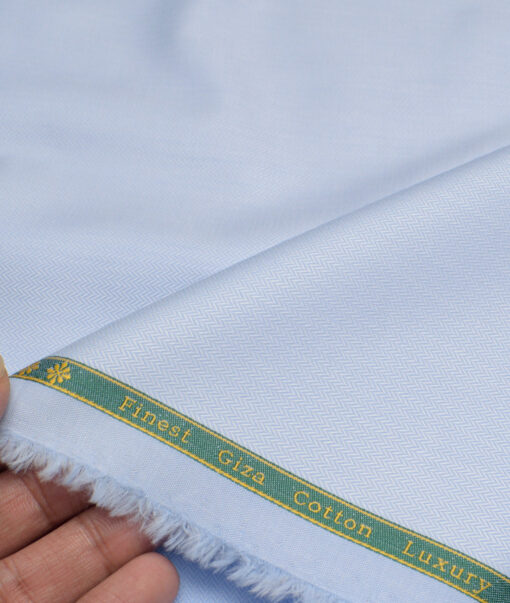 Reid & Taylor  Giza Cotton Striped Shirting Fabric (Sky Blue)