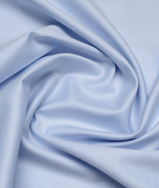 Reid & Taylor  Giza Cotton Striped Shirting Fabric (Sky Blue)
