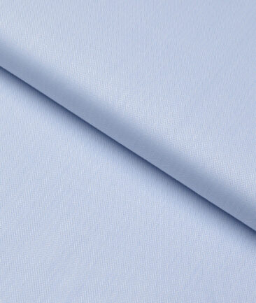 Reid & Taylor  Giza Cotton Striped Shirting Fabric (Sky Blue)