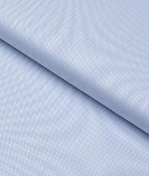 Reid & Taylor  Giza Cotton Striped Shirting Fabric (Sky Blue)