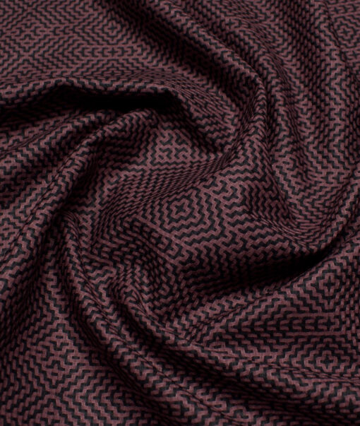 Reid & Taylor  Giza Cotton Self Design Shirting Fabric (Wine)