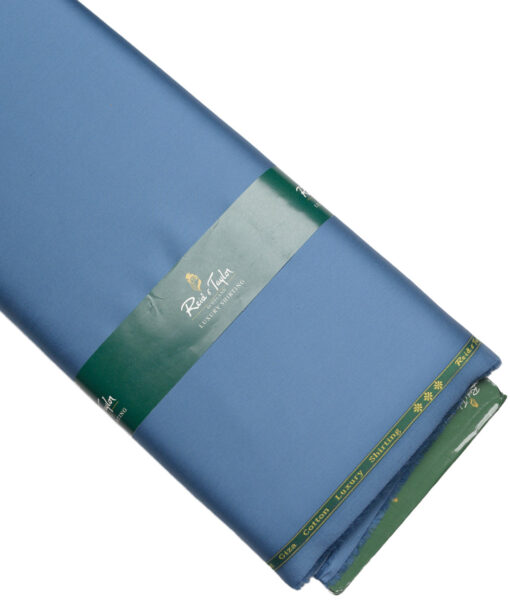 Reid & Taylor  Giza Cotton Solids Shirt or Kurta Pajama Fabric (Celestial Blue) - Image 6
