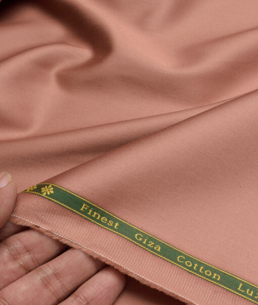 Reid & Taylor Giza Cotton Solids Shirt or Kurta Pajama Fabric (Coral Orange) - Image 2