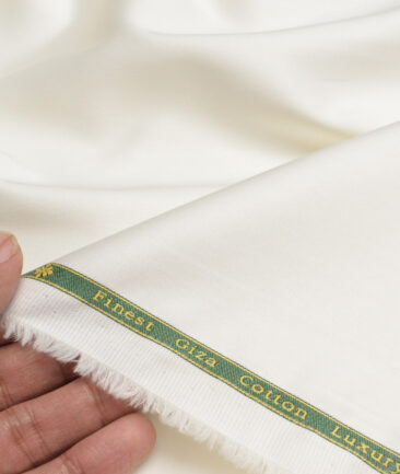Reid & Taylor  Giza Cotton Solids Shirt or Kurta Pajama Fabric (Cream) - Image 2