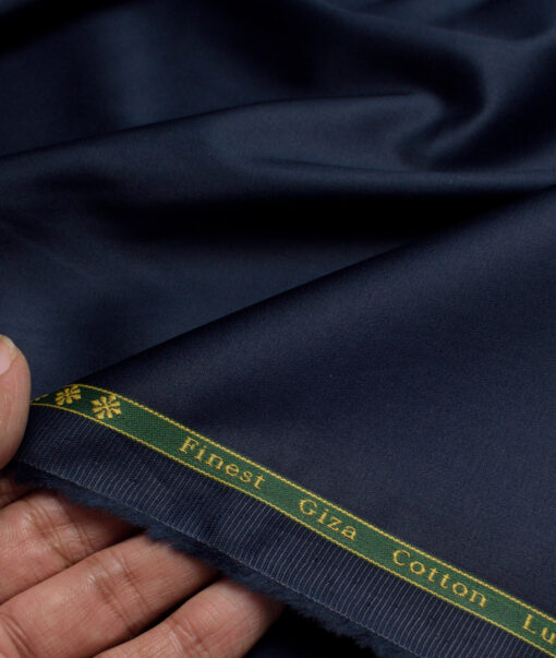 Reid & Taylor  Giza Cotton Solids Shirt or Kurta Pajama Fabric (Dark Royal Blue) - Image 2