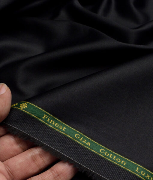 Reid & Taylor  Giza Cotton Solids Shirt or Kurta Pajama Fabric (Jet Black) - Image 2