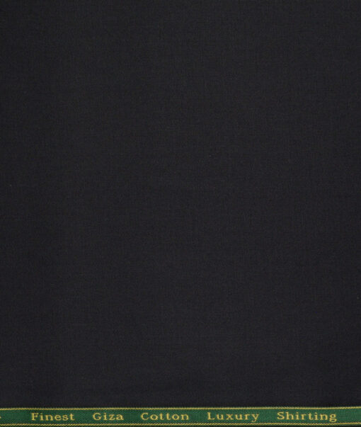 Reid & Taylor  Giza Cotton Solids Shirt or Kurta Pajama Fabric (Jet Black) - Image 5