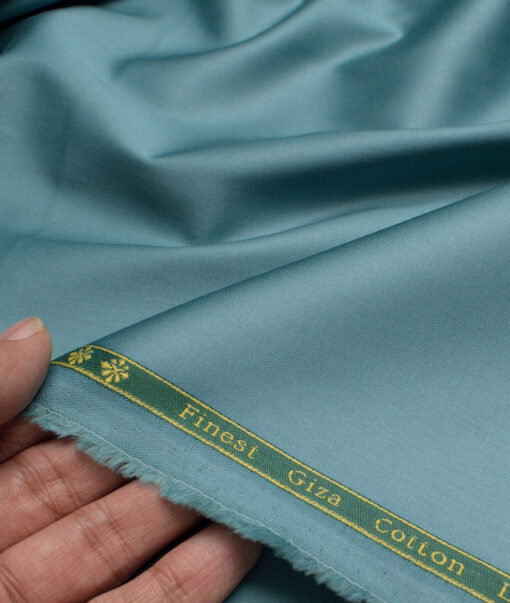 Reid & Taylor  Giza Cotton Solids Shirt or Kurta Pajama Fabric (Light Sea Green) - Image 2