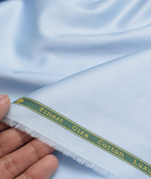 Reid & Taylor  Giza Cotton Solids Shirt or Kurta Pajama Fabric (Sky Blue) - Image 2
