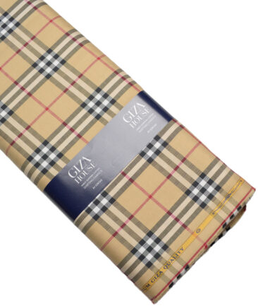 Soktas  Giza Cotton Checks Shirting Fabric (Sunset Beige)