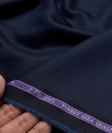 Soktas 2 Ply 100's Giza Cotton Striped Shirting Fabric (Dark Blue)