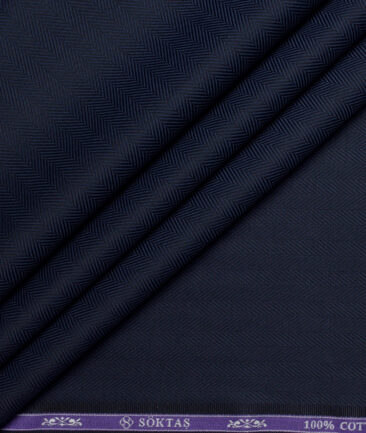 Soktas 2 Ply 100's Giza Cotton Striped Shirting Fabric (Dark Blue)