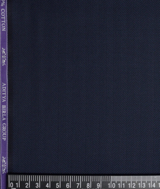 Soktas 2 Ply 100's Giza Cotton Striped Shirting Fabric (Dark Blue)