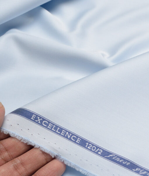 Soktas 2 Ply 120's Giza Cotton Solids Shirting Fabric (Sky Blue)