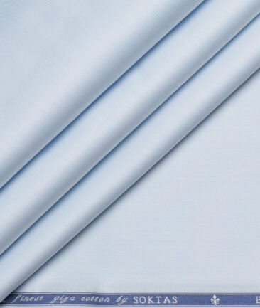 Soktas 2 Ply 120's Giza Cotton Solids Shirting Fabric (Sky Blue)