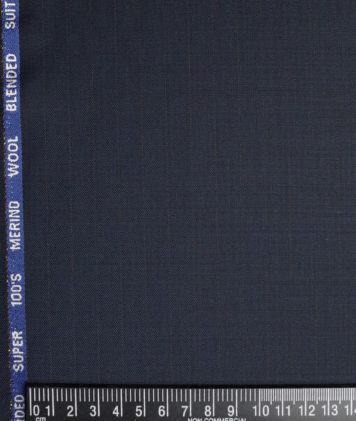 Canetti Italy Super 100's Striped 20% Merino Wool Suiting Fabric (Dark Blue)