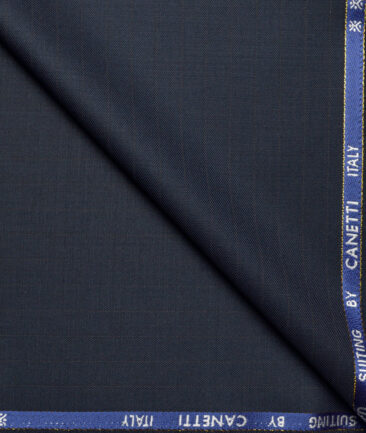 Canetti Italy Super 100's Striped 20% Merino Wool Suiting Fabric (Dark Blue)