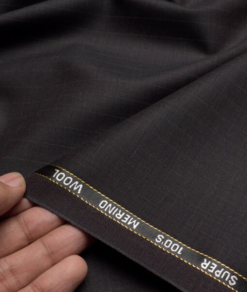 Canetti Italy Super 100's Striped 20% Merino Wool Suiting Fabric (Dark Chocolate Brown)