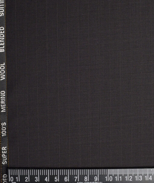 Canetti Italy Super 100's Striped 20% Merino Wool Suiting Fabric (Dark Chocolate Brown)