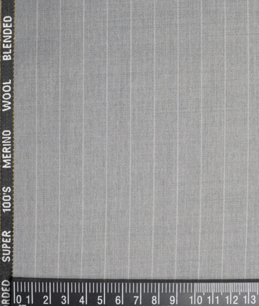 Canetti Italy Super 100's Striped 20% Merino Wool Suiting Fabric (Light Grey)