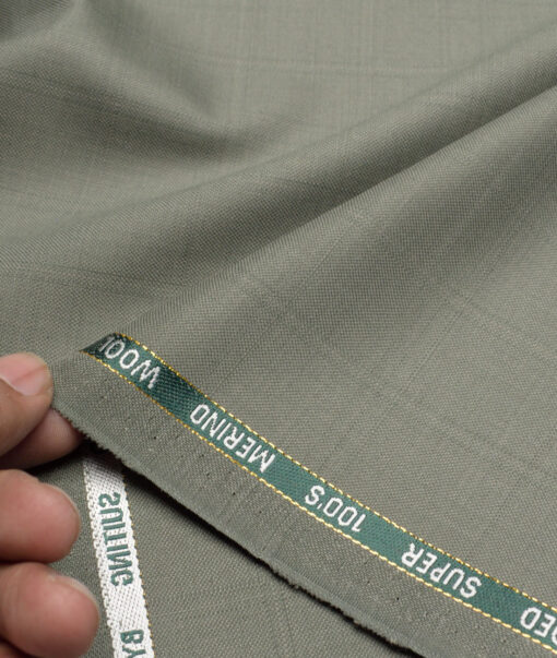 Canetti Italy Super 100's Checks 20% Merino Wool Suiting Fabric (Olive Green)