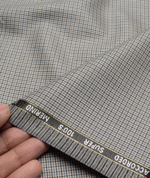 Canetti Italy Super 100's Checks 20% Merino Wool Suiting Fabric (White and Black)