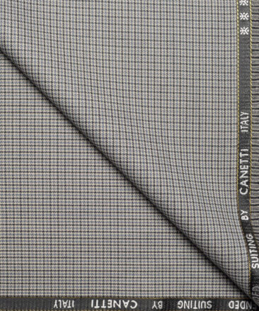 Canetti Italy Super 100's Checks 20% Merino Wool Suiting Fabric (White and Black)