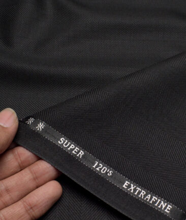 Cavalero Italy Super 120's Striped 30% Wool Suiting Fabric (Black)