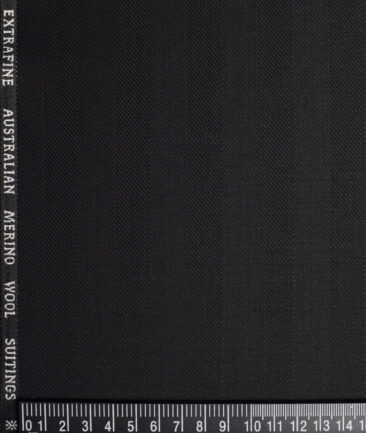Cavalero Italy Super 120's Striped 30% Wool Suiting Fabric (Black)