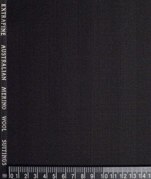 Cavalero Italy Super 120's Striped 30% Wool Suiting Fabric (Black)