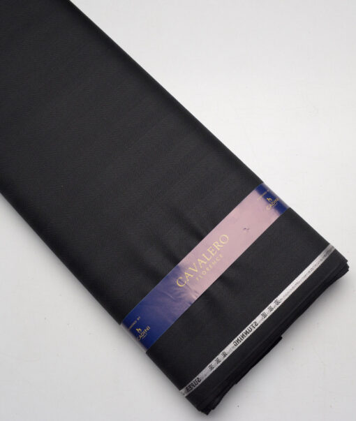 Cavalero Italy Super 120's Striped 30% Wool Suiting Fabric (Black)