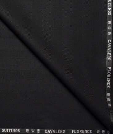 Cavalero Italy Super 120's Striped 30% Wool Suiting Fabric (Black)