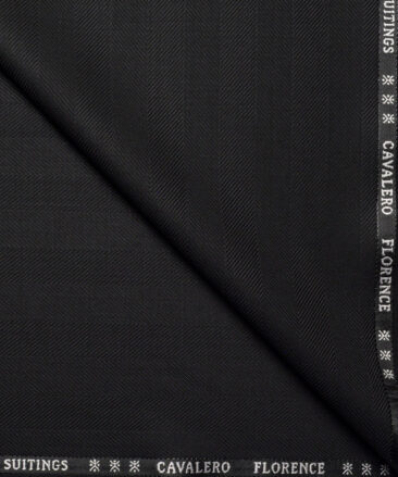 Cavalero Italy Super 120's Striped 30% Wool Suiting Fabric (Black)