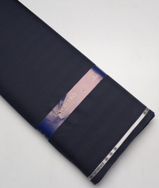 Cavalero Italy Super 120's Striped 30% Wool Suiting Fabric (Dark Navy Blue)