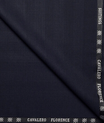 Cavalero Italy Super 120's Striped 30% Wool Suiting Fabric (Dark Navy Blue)